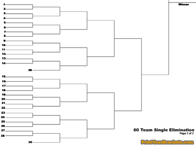 print 60 team single elimination tournament bracket